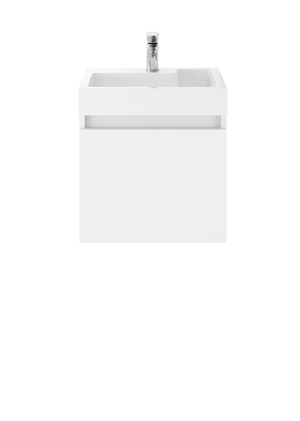 Turin 500mm Cloakroom Wall Mounted Vanity Unit & Basin - Gloss White (9913)