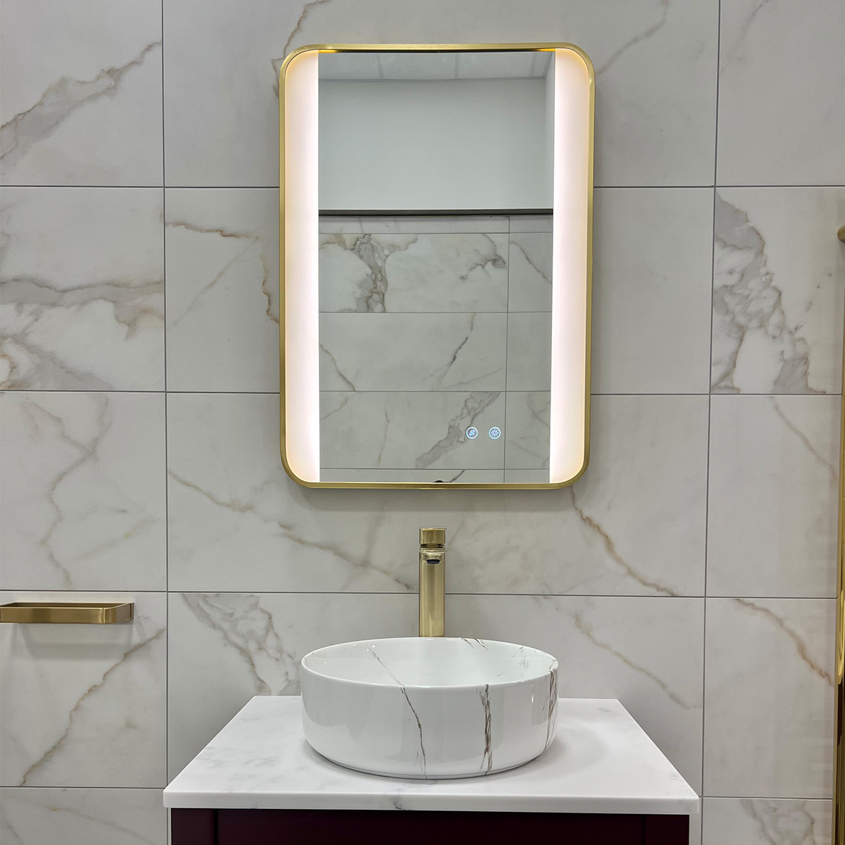 Brushed Brass Bluetooth 700mm x 500mm Frame Mirror with Colour Change (13629)