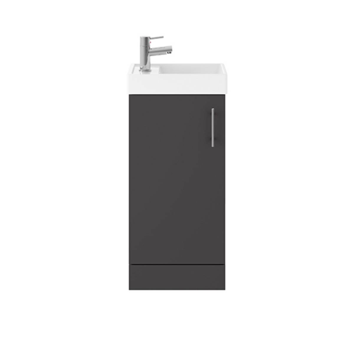 Minuto 400mm Floorstanding Cloakroom Vanity Unit & Basin - Gloss Anthracite (12112)