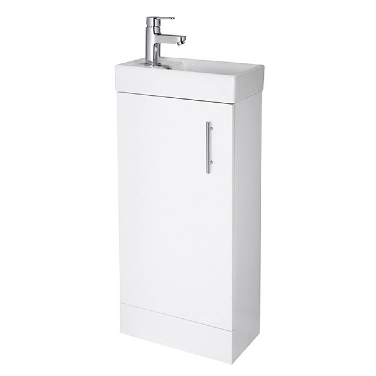 Minuto 400mm Floorstanding Cloakroom Vanity Unit & Basin - Gloss White (10625)