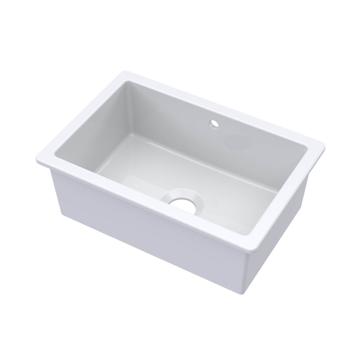 Nuie 711x482.5x254mmmm Inset or Undermount Sink with 90mm Central Waste & Overflow - White (20321)