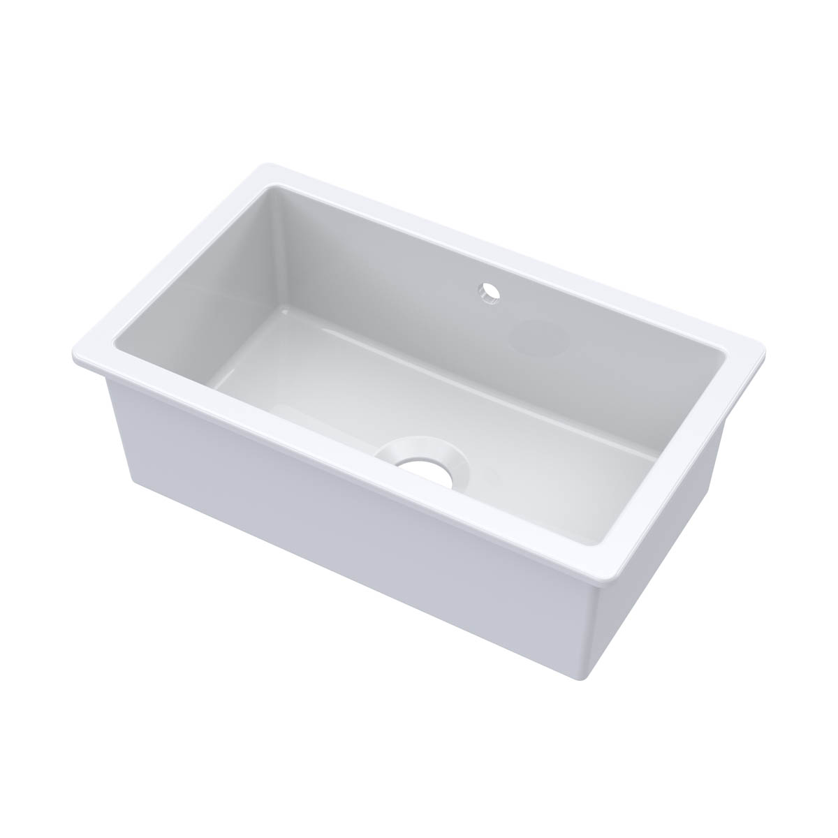 Nuie 762x457x254mm Inset or Undermount Sink with 90mm Central Waste & Overflow - White (20322)