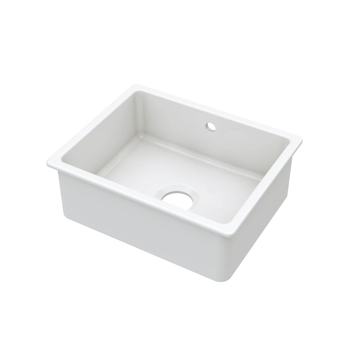 Nuie 548x442x197mm Inset or Undermount Sink with 90mm Central Waste & Overflow - White (20319)