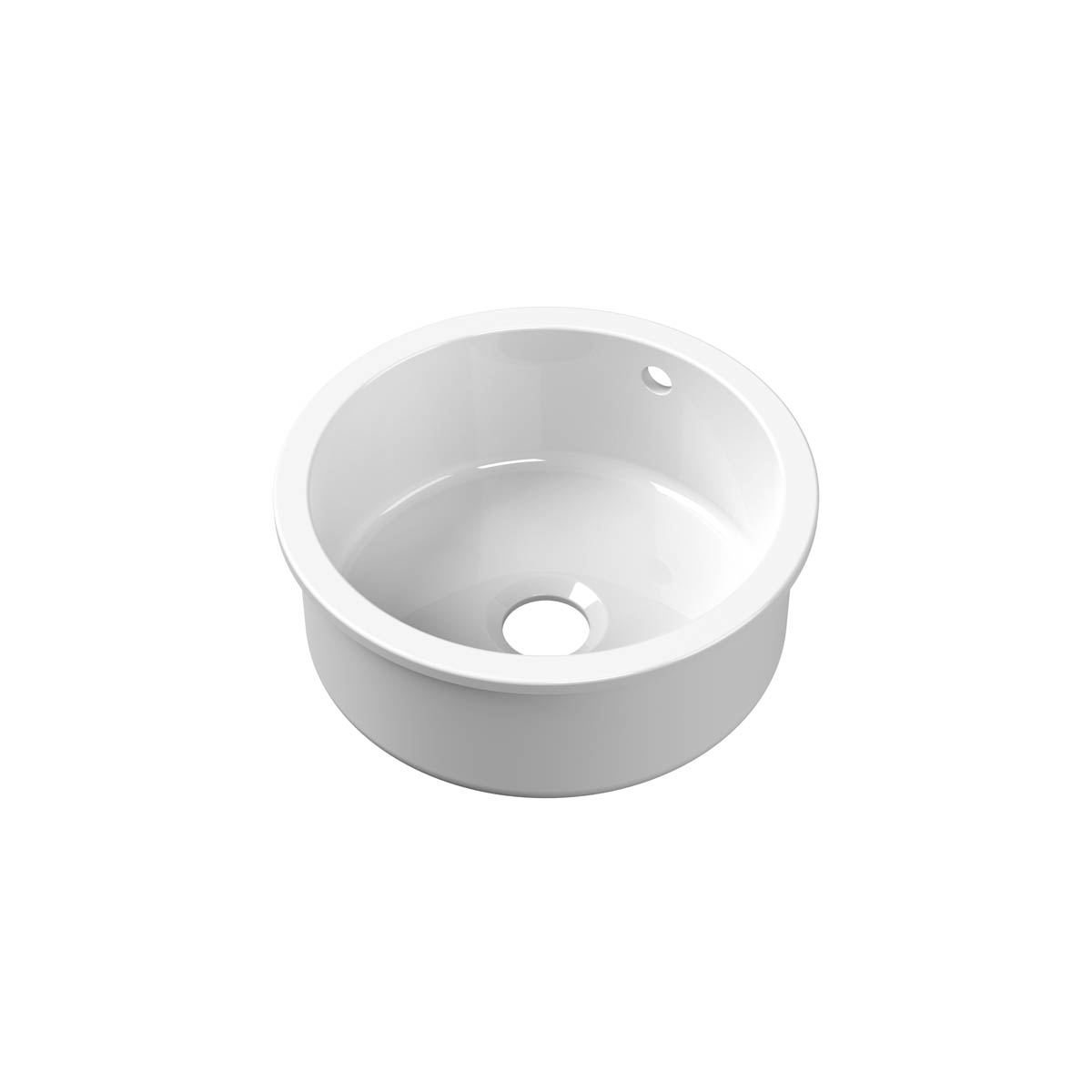 Nuie 460x460x191mm Round Inset or Undermount Sink with 90mm Central Waste & Overflow - White (20323)