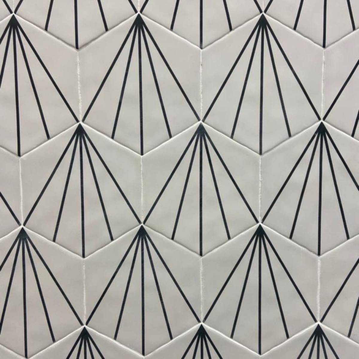 Palm Striped Hexagon Decor White 15 x 17.5cm Porcelain Tile - 0.25sqm perbox (12025)