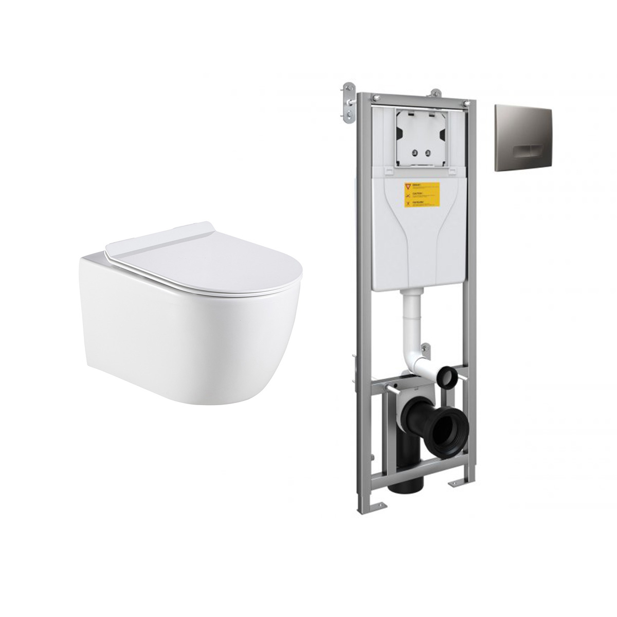 Remo Wall Hung Toilet and 1.1m Wall Hung Frame Deal including Chrome Flush Plate