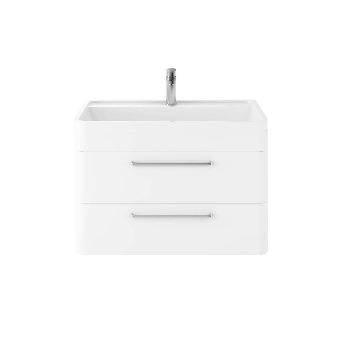 Hudson Reed Solar 800mm Wall Mounted Vanity Unit & Polymarble Basin - Pure White SOL104 (8005)