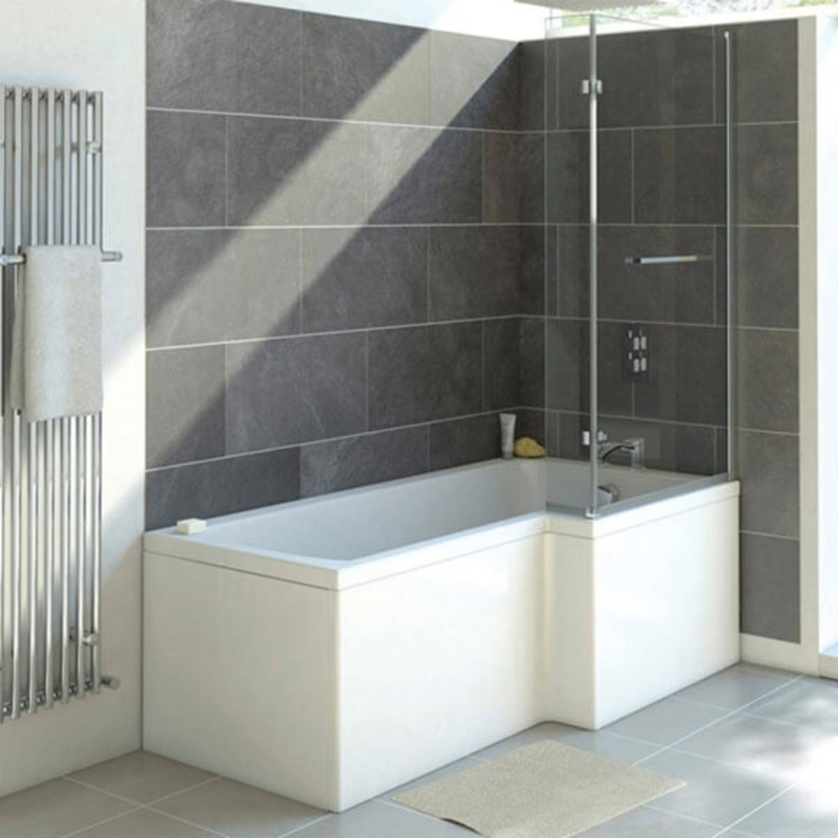 Moods Bathrooms to Love Solarna L-Shape 1500 x 700mm Shower Bath inc. Screen - Right Hand (904)
