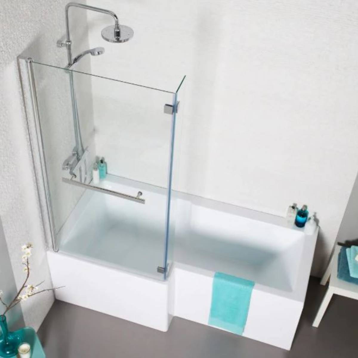 1500mm L Shape Shower Bath & Screen - Left Hand (923)