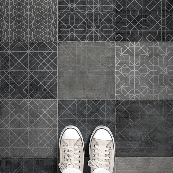 Trazos Graphite Matt Glazed 20 x 20cm Porcelain Wall & Floor Tile - 1sqm perbox (3207)