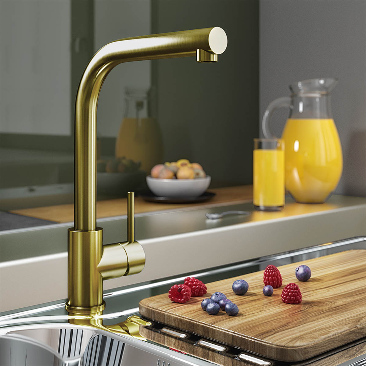 Trisen Adria Single Lever Kitchen Sink Mixer Brushed Gold