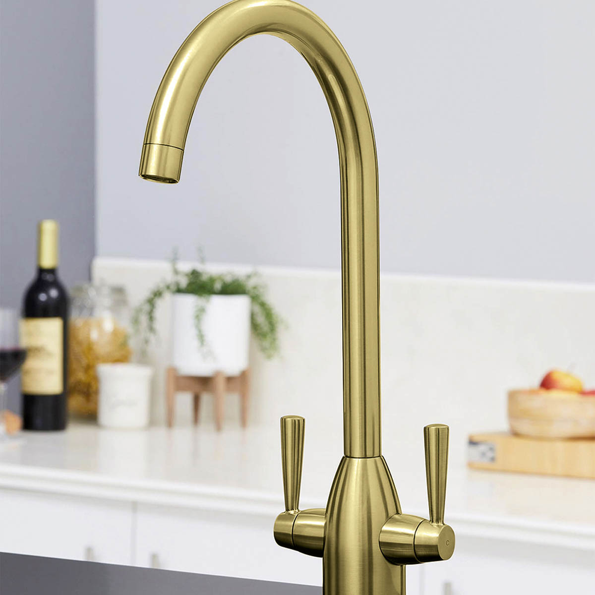 Trisen Roune Two Handle Kitchen Sink Mixer Brushed Gold