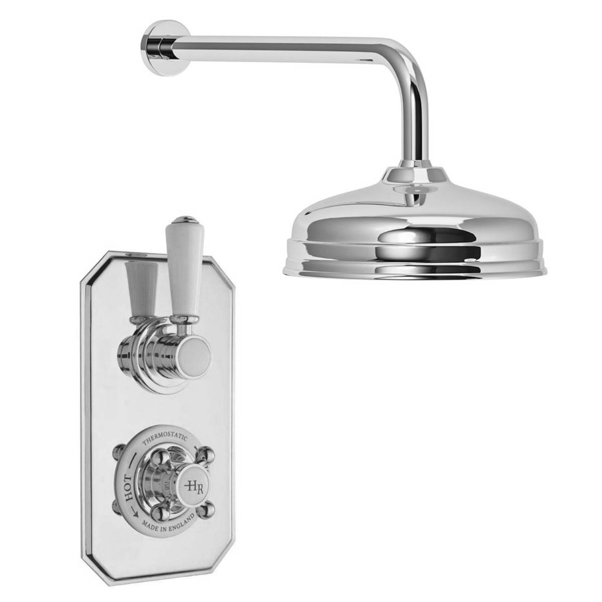 Hudson Reed Traditional White Twin Thermostatic Concealed Mixer Shower Kit with Wall Mounted 200mm Shower Head (12532)