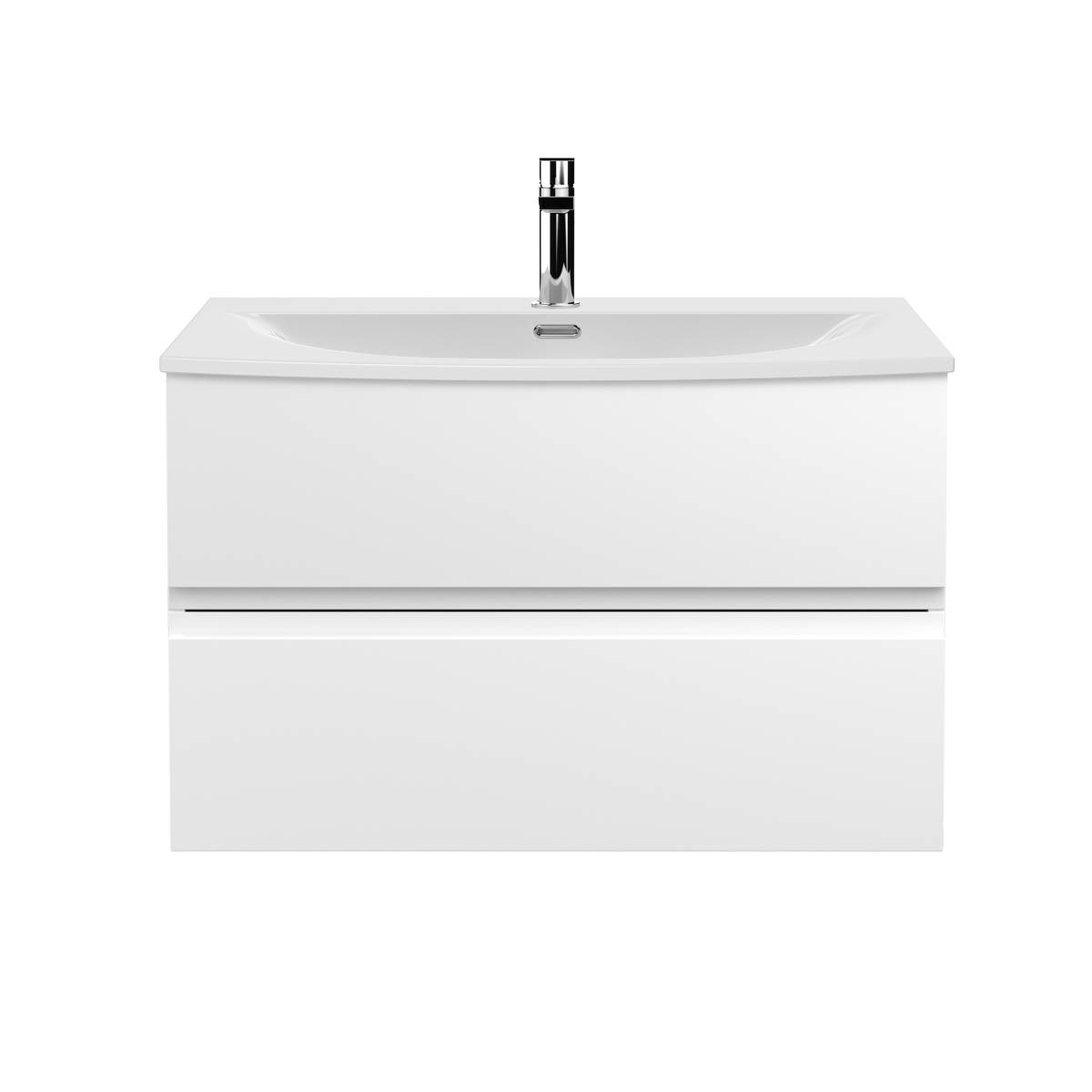 Hudson Reed Urban 800mm Wall Mounted Vanity Unit & Curved Basin - Satin White URB106G (13124)