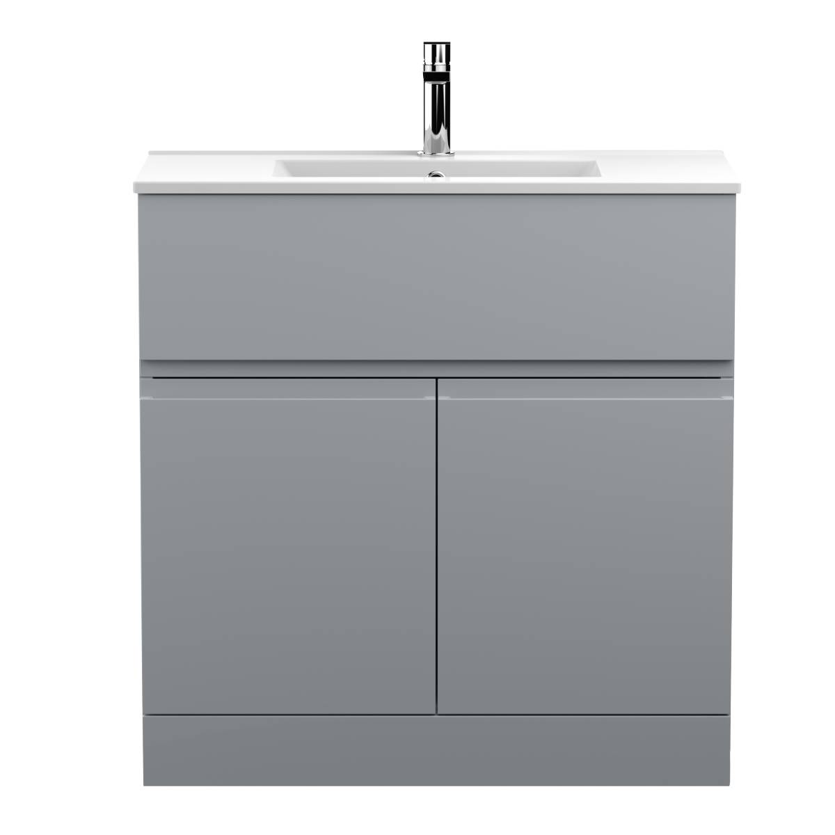 Hudson Reed Urban 800mm Floorstanding Vanity Unit & Minimialist Basin - Satin Grey URB205B (13081)
