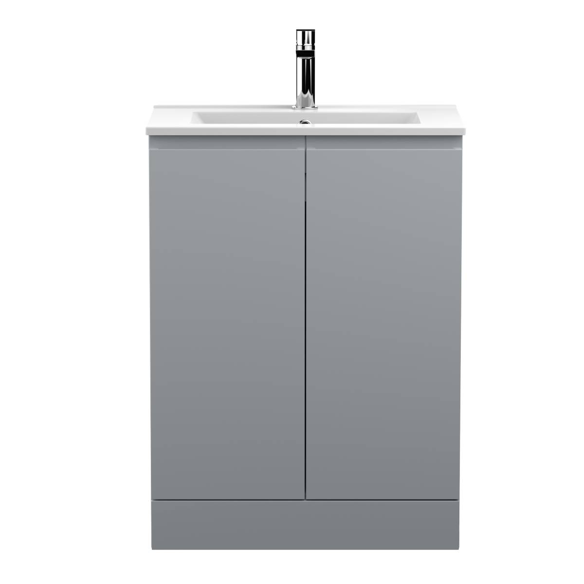 Hudson Reed Urban 600mm Floorstanding Vanity Unit & Minimialist Basin - Satin Grey URB208B (13031)