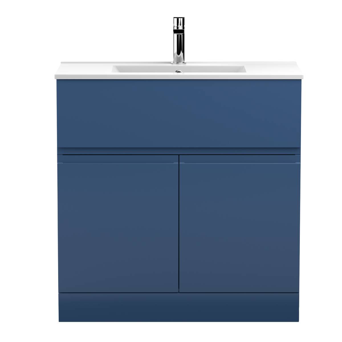 Hudson Reed Urban 800mm Floorstanding Vanity Unit & Minimialist Basin - Satin Blue URB305B (13082)