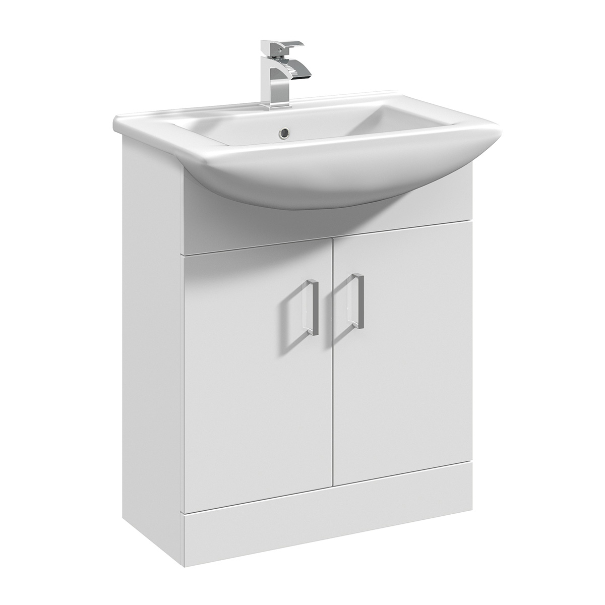 Nuie Mayford 650mm Floor Standing Gloss White Cabinet & Ceramic Square Basin (19455)